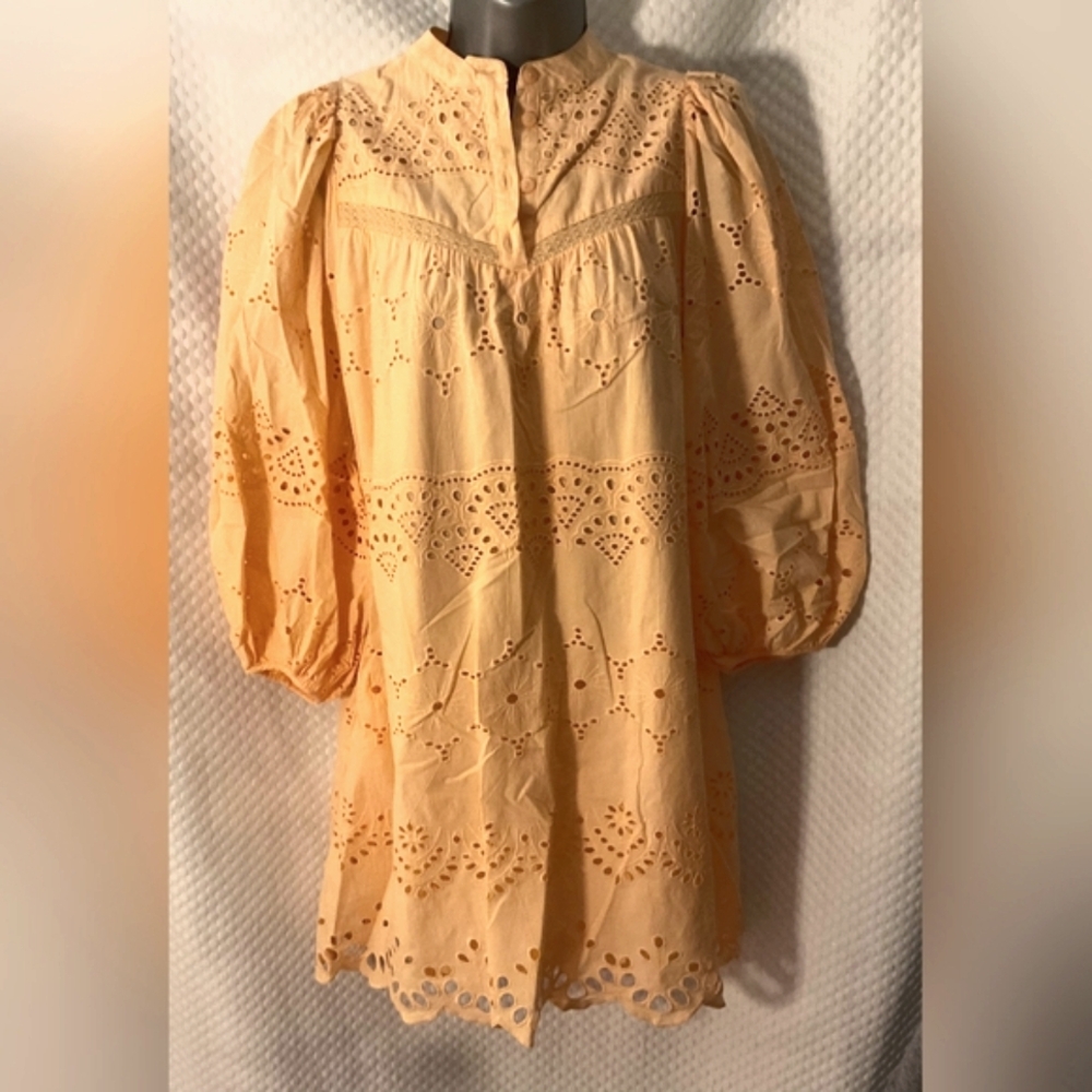 Universal Thread Brand New *Sale* Orange Eyelet Puff Sleeve Mini Dress